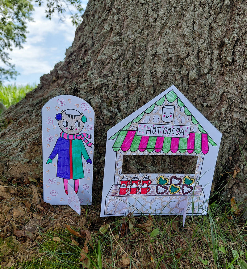 Christmas Market Crew : Paper Craft Coloring Book