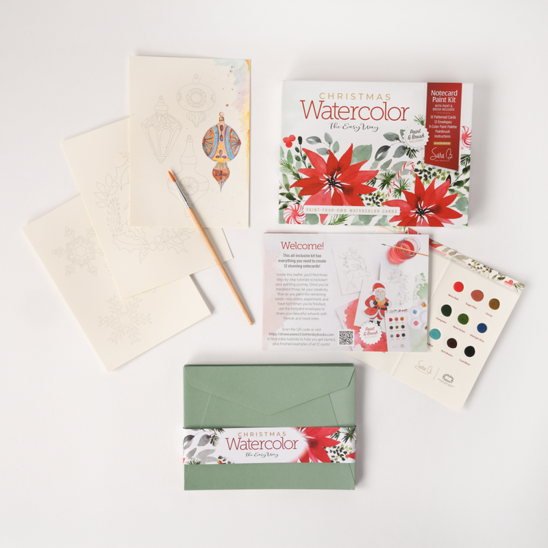 Watercolor the Easy Way Paint-Your-Own Watercolor Cards Christmas : Notecard Paint Kit with Paint and Brush Included