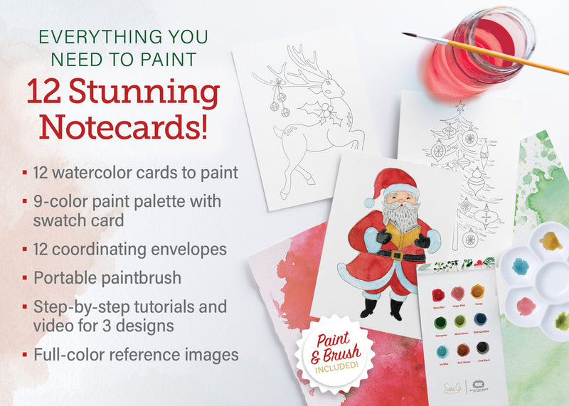 Watercolor the Easy Way Paint-Your-Own Watercolor Cards Christmas : Notecard Paint Kit with Paint and Brush Included