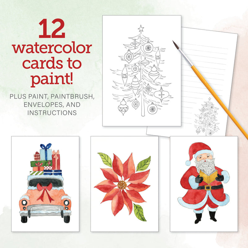 Watercolor the Easy Way Paint-Your-Own Watercolor Cards Christmas : Notecard Paint Kit with Paint and Brush Included