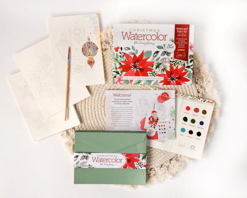 Watercolor the Easy Way Paint-Your-Own Watercolor Cards Christmas : Notecard Paint Kit with Paint and Brush Included