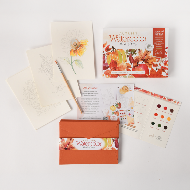Watercolor the Easy Way Paint-Your-Own Watercolor Cards Autumn : Notecard Paint Kit with Paint and Brush Included