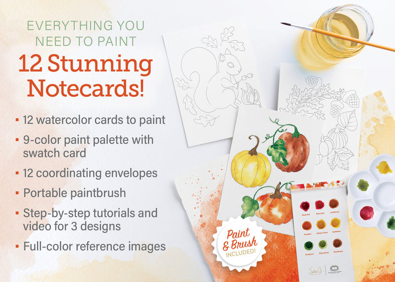 Watercolor the Easy Way Paint-Your-Own Watercolor Cards Autumn : Notecard Paint Kit with Paint and Brush Included