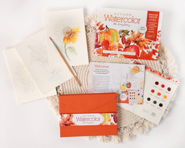 Watercolor the Easy Way Paint-Your-Own Watercolor Cards Autumn : Notecard Paint Kit with Paint and Brush Included