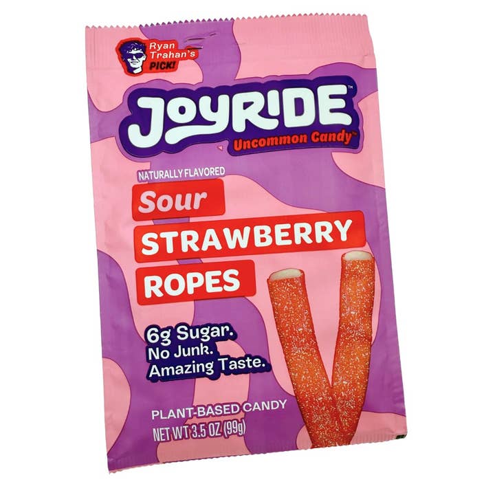 Joyride Low Sugar Sour Strawberry Rope Candy 3.5 oz