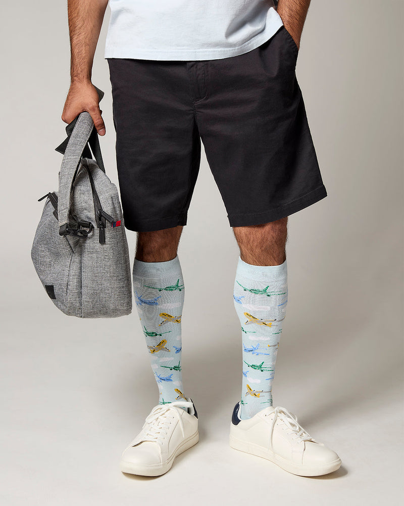 Men's Airplanes Bamboo Blend 8-15 mmHg Graduated Compression Socks; Size 10-13
