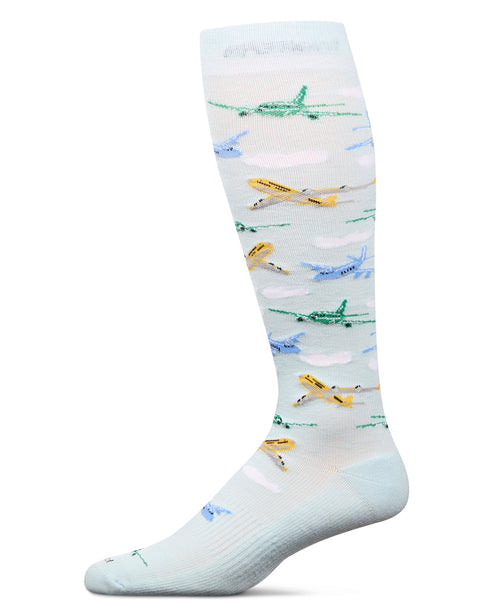 Men's Airplanes Bamboo Blend 8-15 mmHg Graduated Compression Socks; Size 10-13