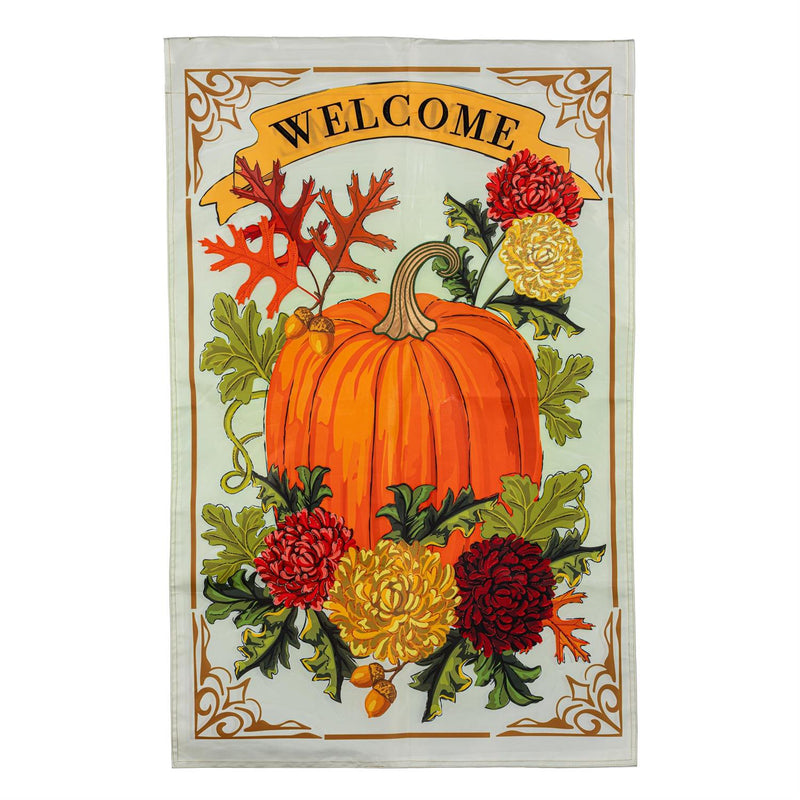 Vintage Welcome Autumn Applique House Flag