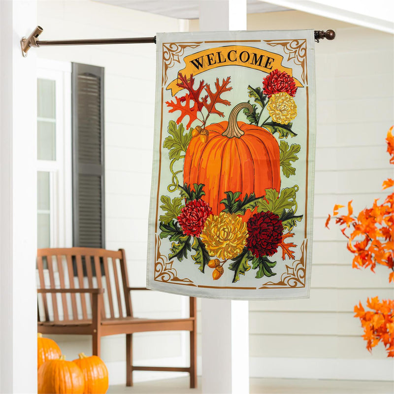 Vintage Welcome Autumn Applique House Flag