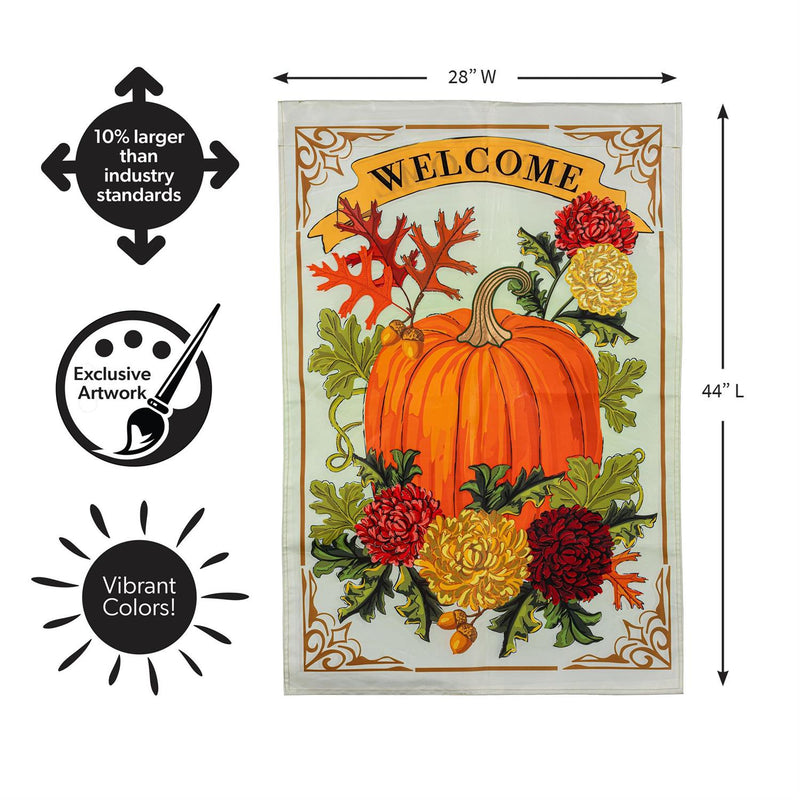 Vintage Welcome Autumn Applique House Flag