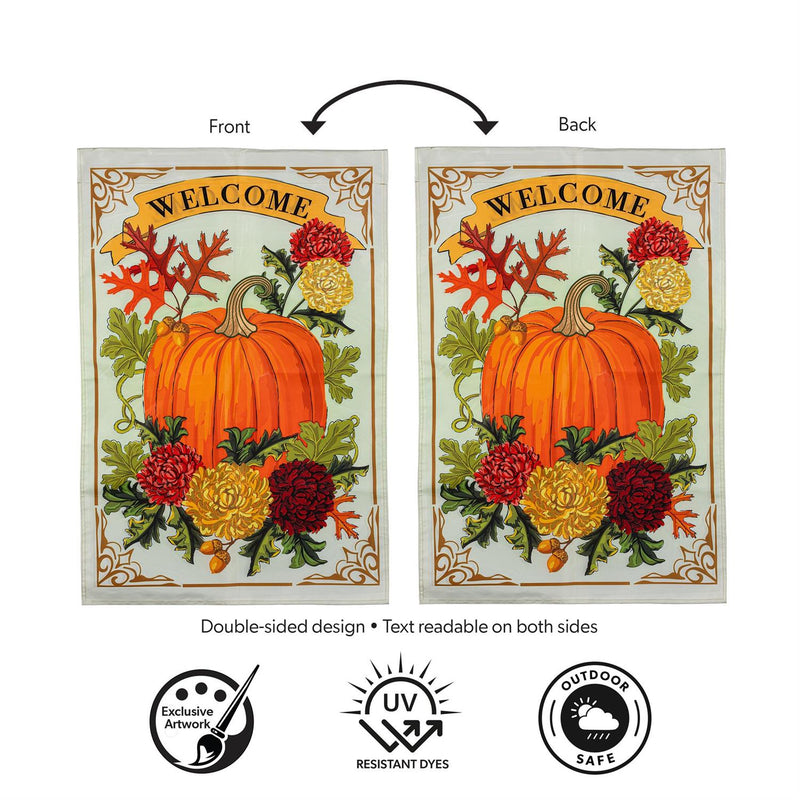 Vintage Welcome Autumn Applique House Flag