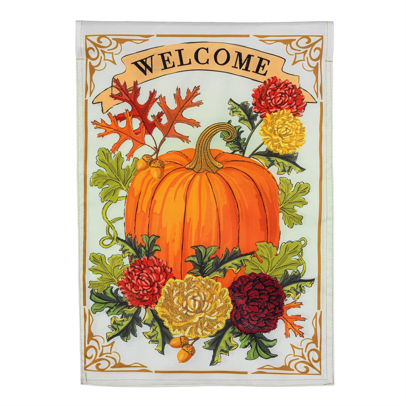 Vintage Welcome Autumn Applique Garden Flag