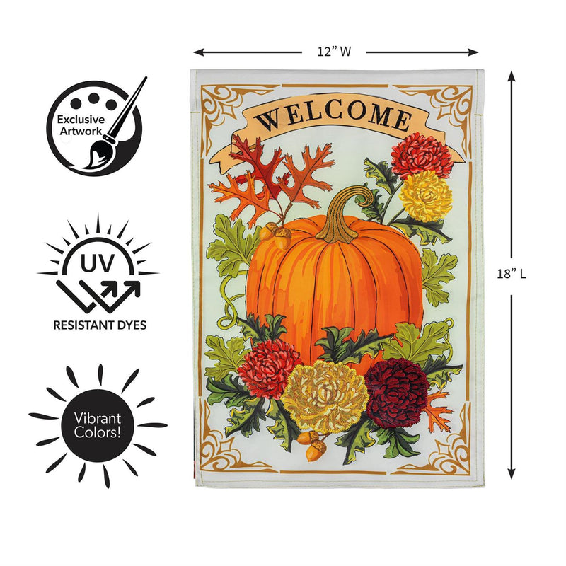 Vintage Welcome Autumn Applique Garden Flag
