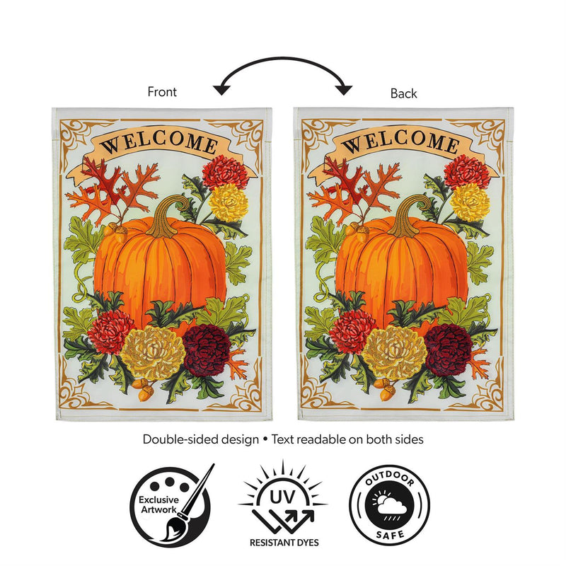 Vintage Welcome Autumn Applique Garden Flag