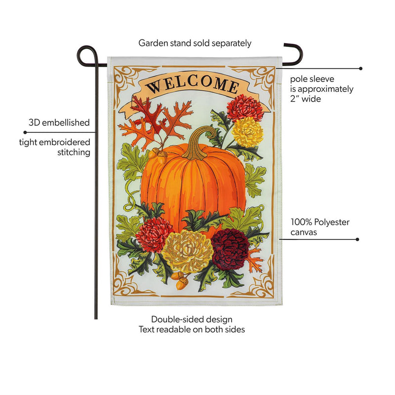 Vintage Welcome Autumn Applique Garden Flag
