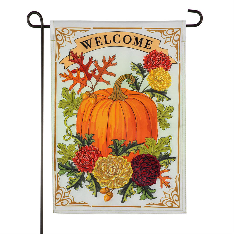 Vintage Welcome Autumn Applique Garden Flag
