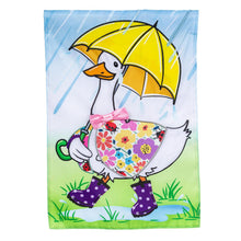 Rina The Rainy Day Goose Applique Garden Flag