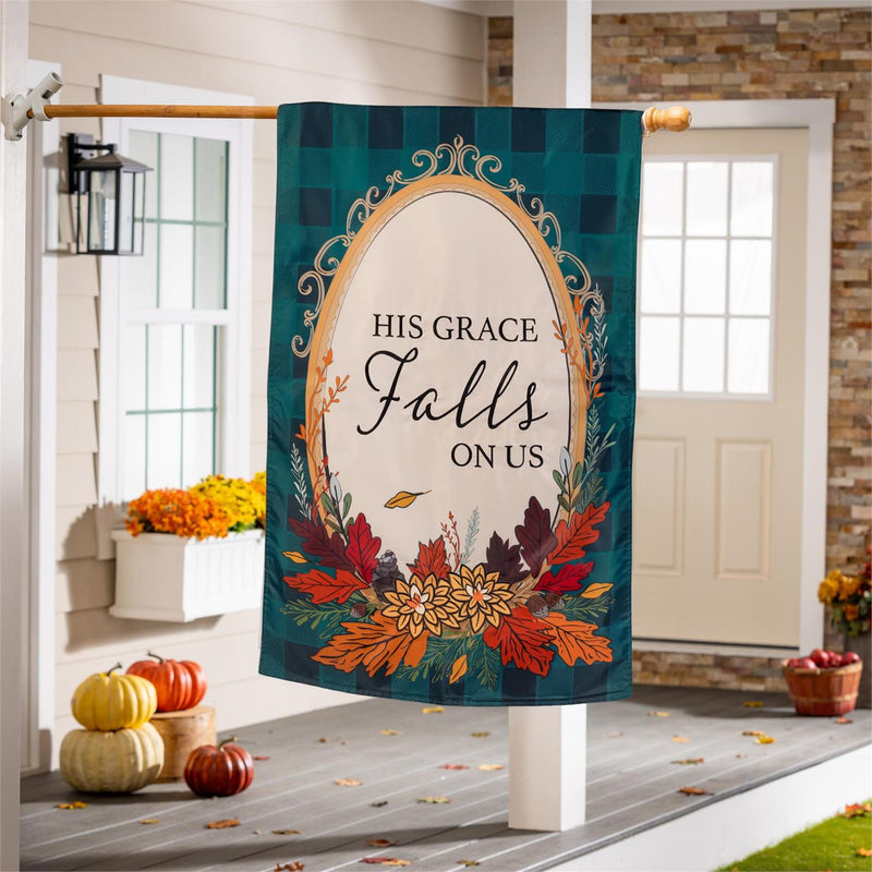 His Grace Falls On Us Applique House Flag