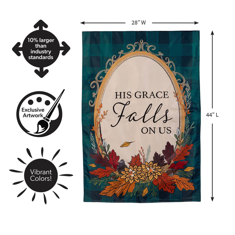 His Grace Falls On Us Applique House Flag