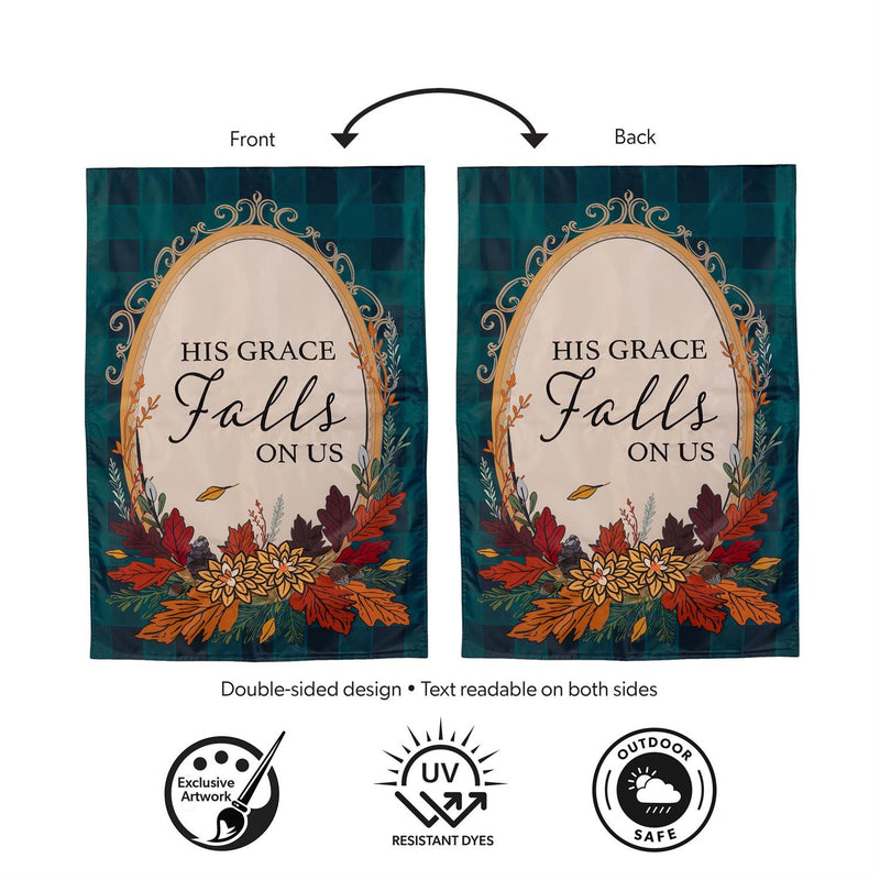 His Grace Falls On Us Applique House Flag