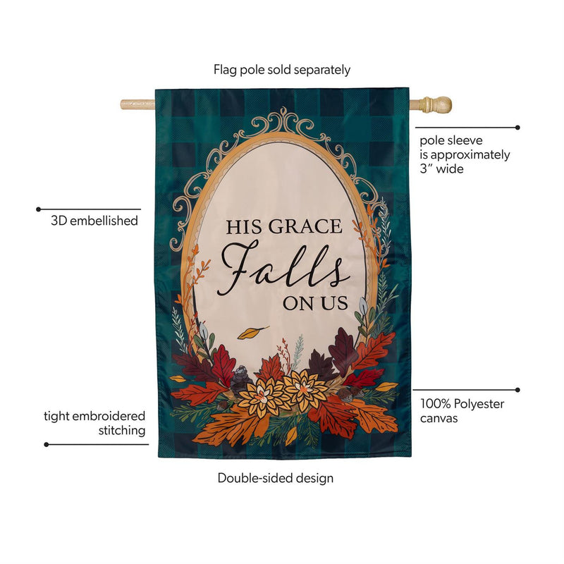His Grace Falls On Us Applique House Flag