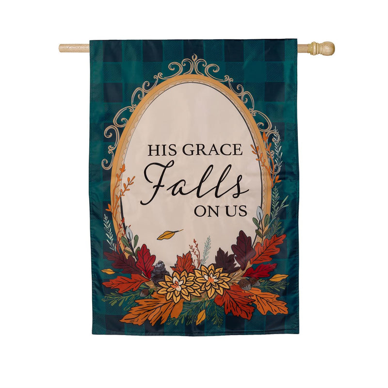 His Grace Falls On Us Applique House Flag