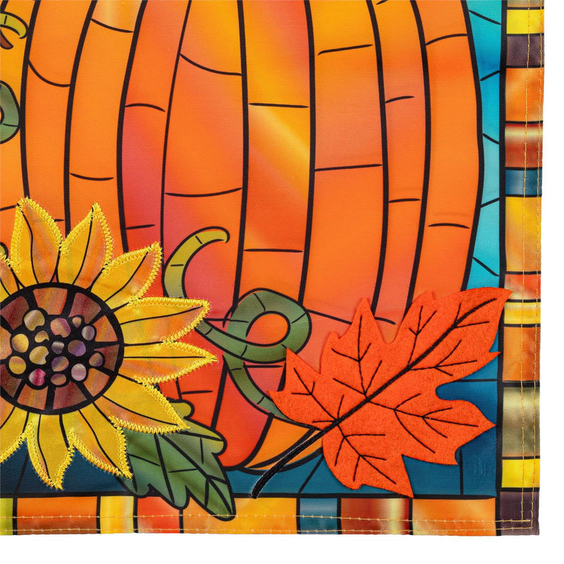 Fall Pumpkin Stained Glass Applique Garden Flag