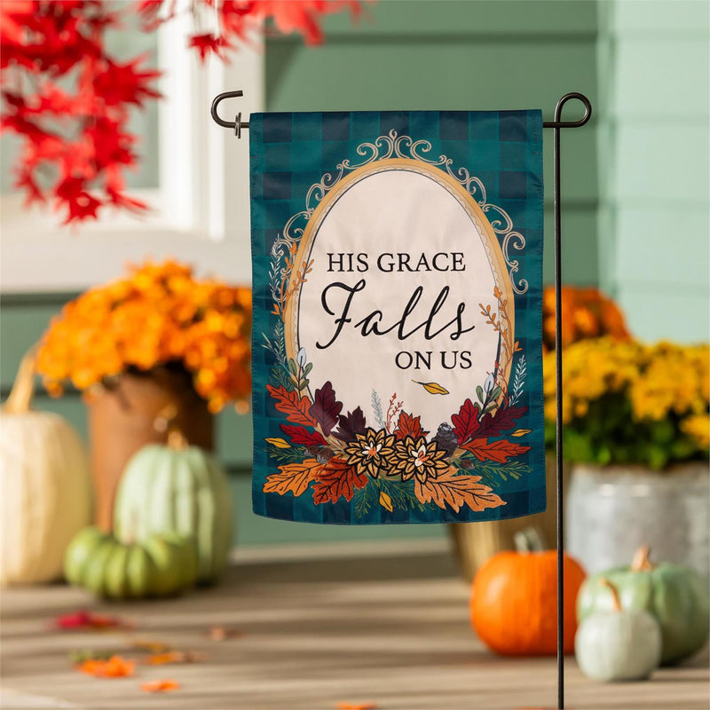His Grace Falls On Us Applique Garden Flag