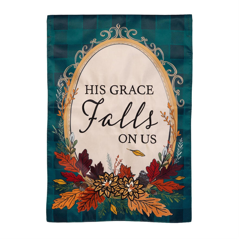 His Grace Falls On Us Applique Garden Flag