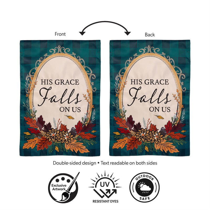 His Grace Falls On Us Applique Garden Flag