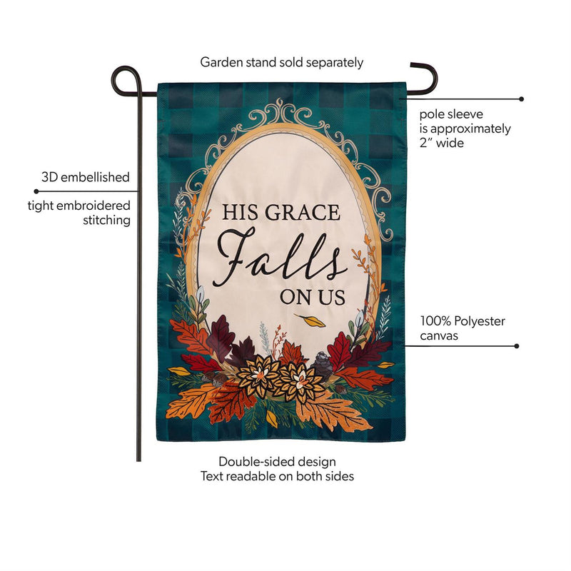 His Grace Falls On Us Applique Garden Flag