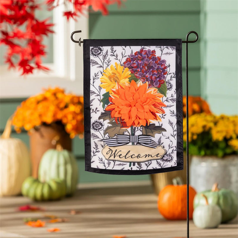 Fall Floral Toile Applique Garden Flag