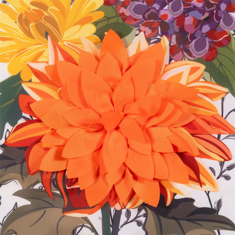 Fall Floral Toile Applique Garden Flag