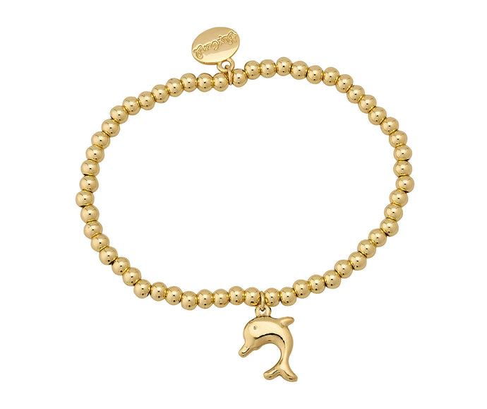 Sea Life Gold Ball Bracelet Dolphin Charm