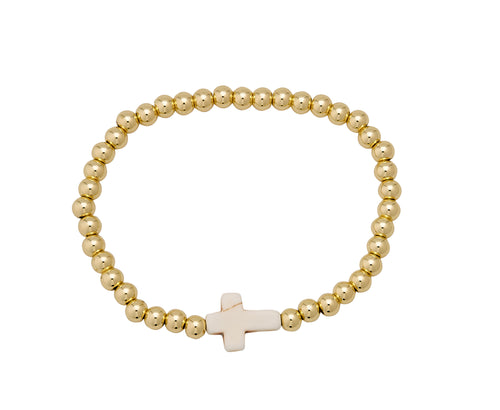 5 MM Ball with Cross Bracelet