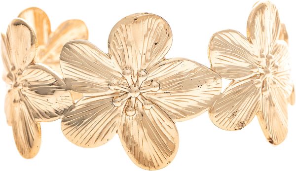 Gold Hibiscus Flower Cuff Bracelet