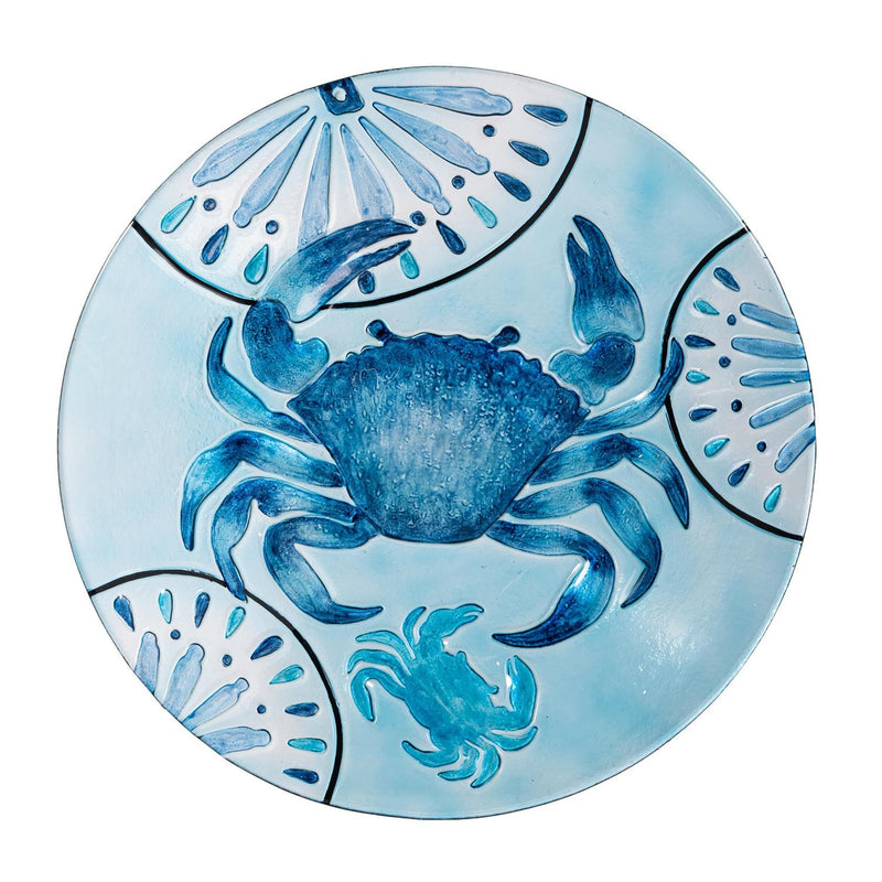 Coastal Blue Crab Glass Birdbath