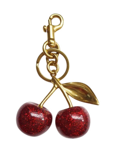 Bag Charm - Red Gold Cherry