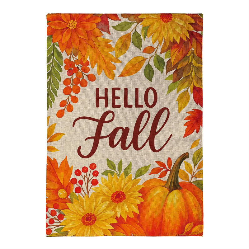 Fall Floral Bloom Burlap Garden Flag