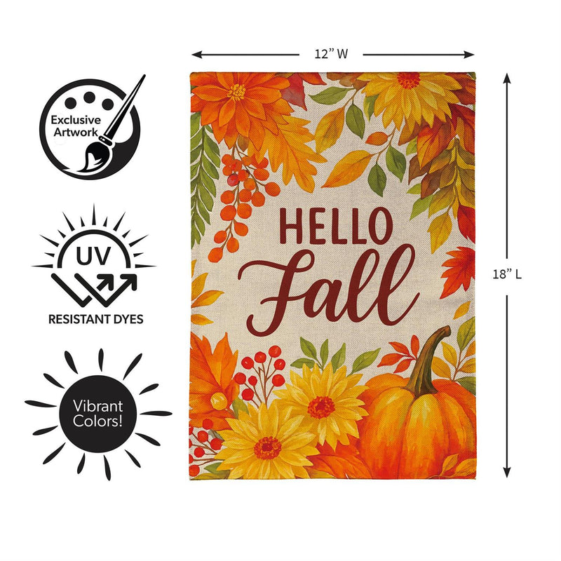 Fall Floral Bloom Burlap Garden Flag