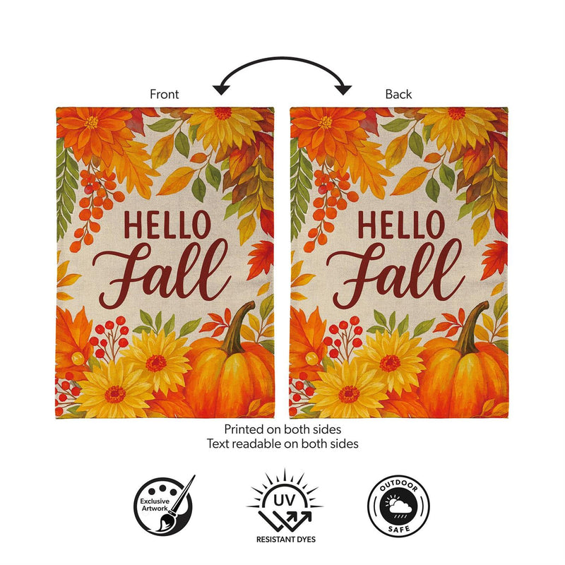 Fall Floral Bloom Burlap Garden Flag