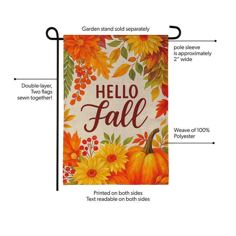 Fall Floral Bloom Burlap Garden Flag