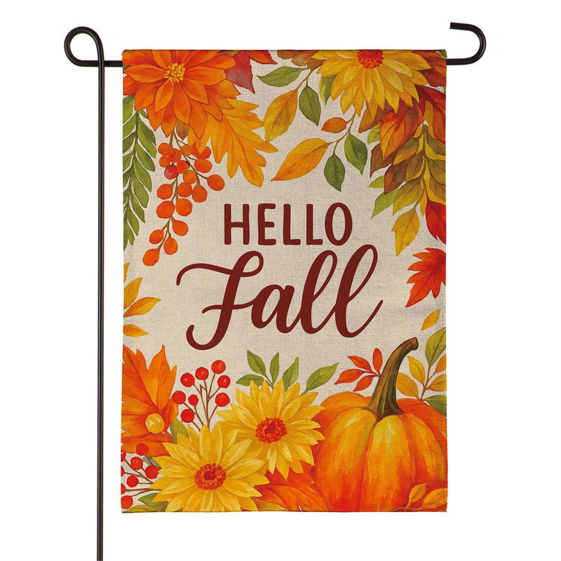 Fall Floral Bloom Burlap Garden Flag