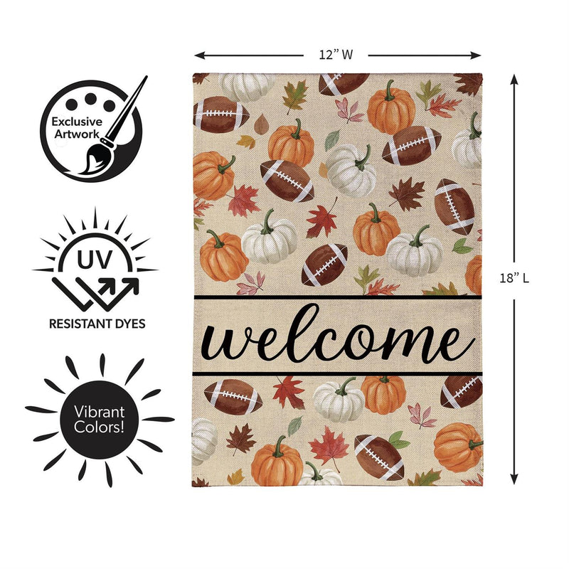 Game Day Welcome Burlap Garden Flag