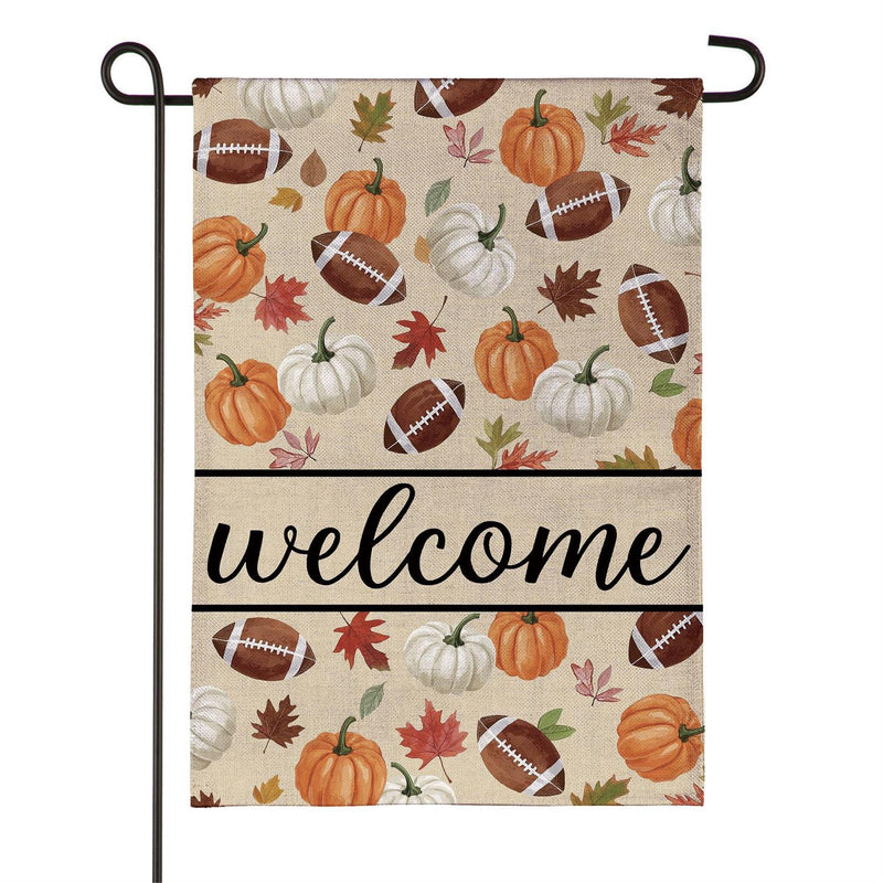 Game Day Welcome Burlap Garden Flag