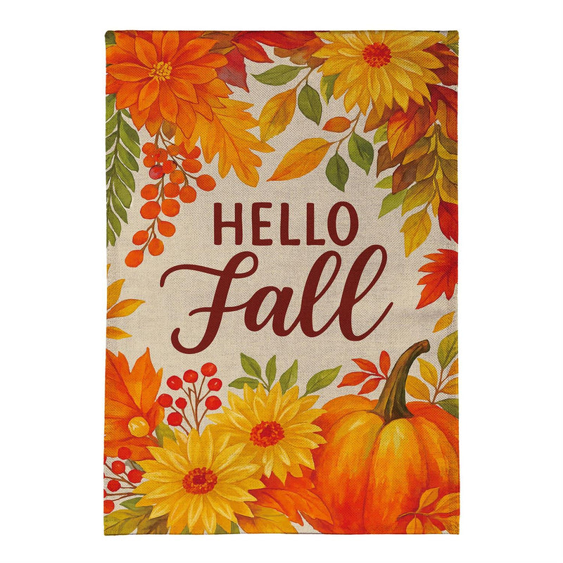 Fall Floral Bloom Burlap House Flag