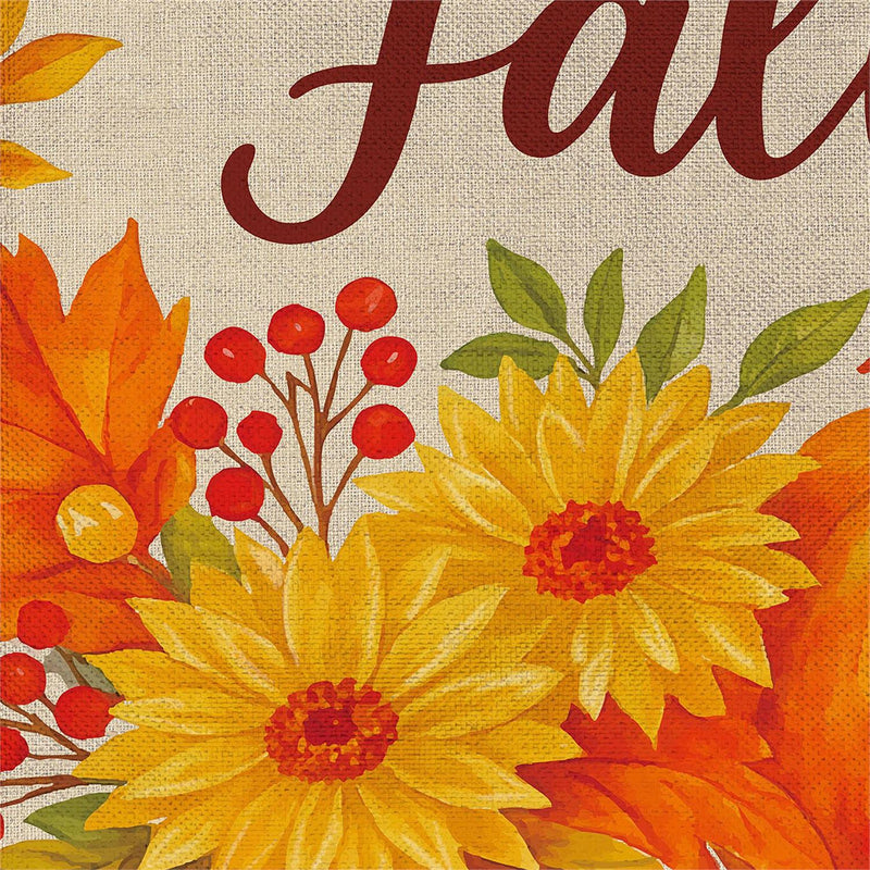 Fall Floral Bloom Burlap House Flag