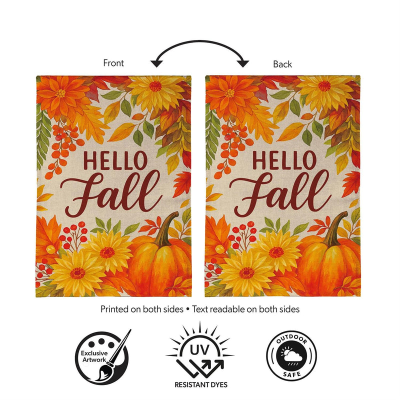 Fall Floral Bloom Burlap House Flag