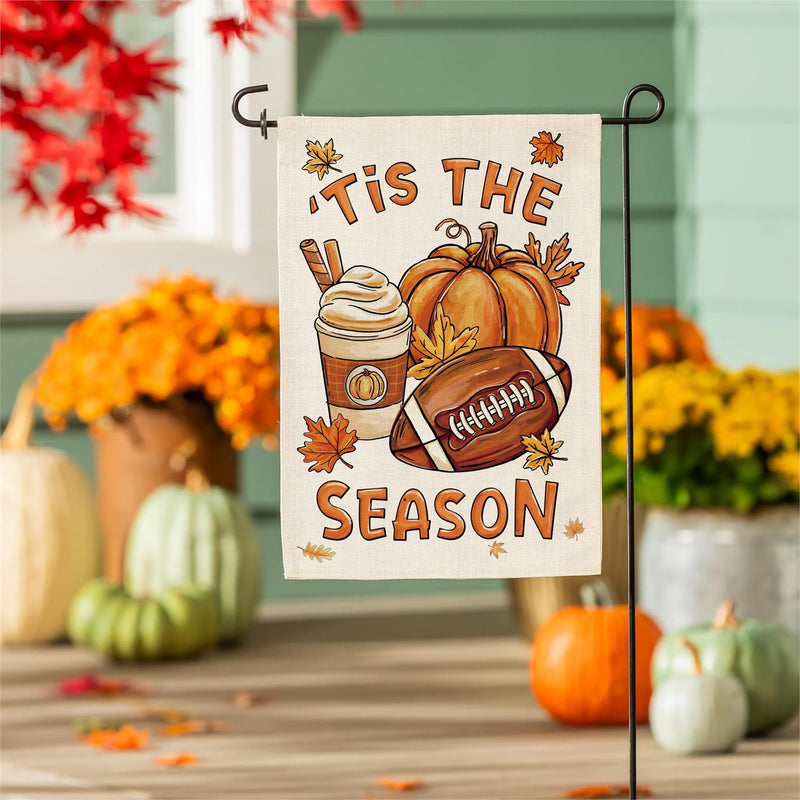 Fall Icon Season Burlap Garden Flag