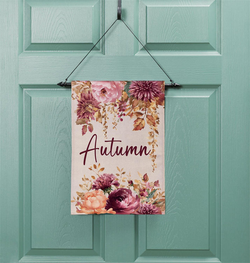 Autumn Florals Burlap Garden Flag